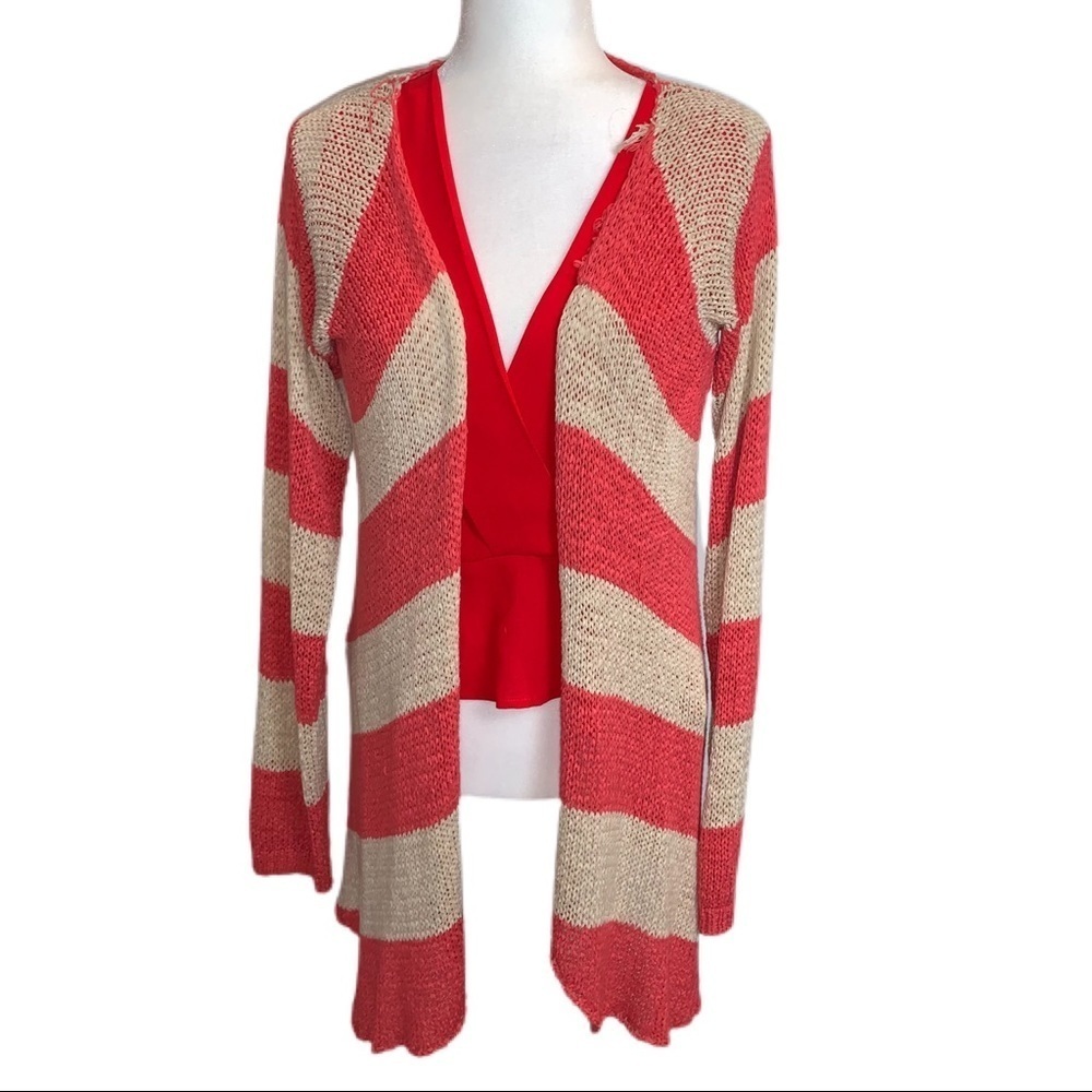 TCEC Chevron Knit Open Front Cardigan